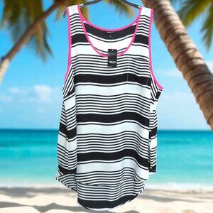 Torrid (Size 2) Plus Size Black and White Striped Sleeveless Top 2X - NWT